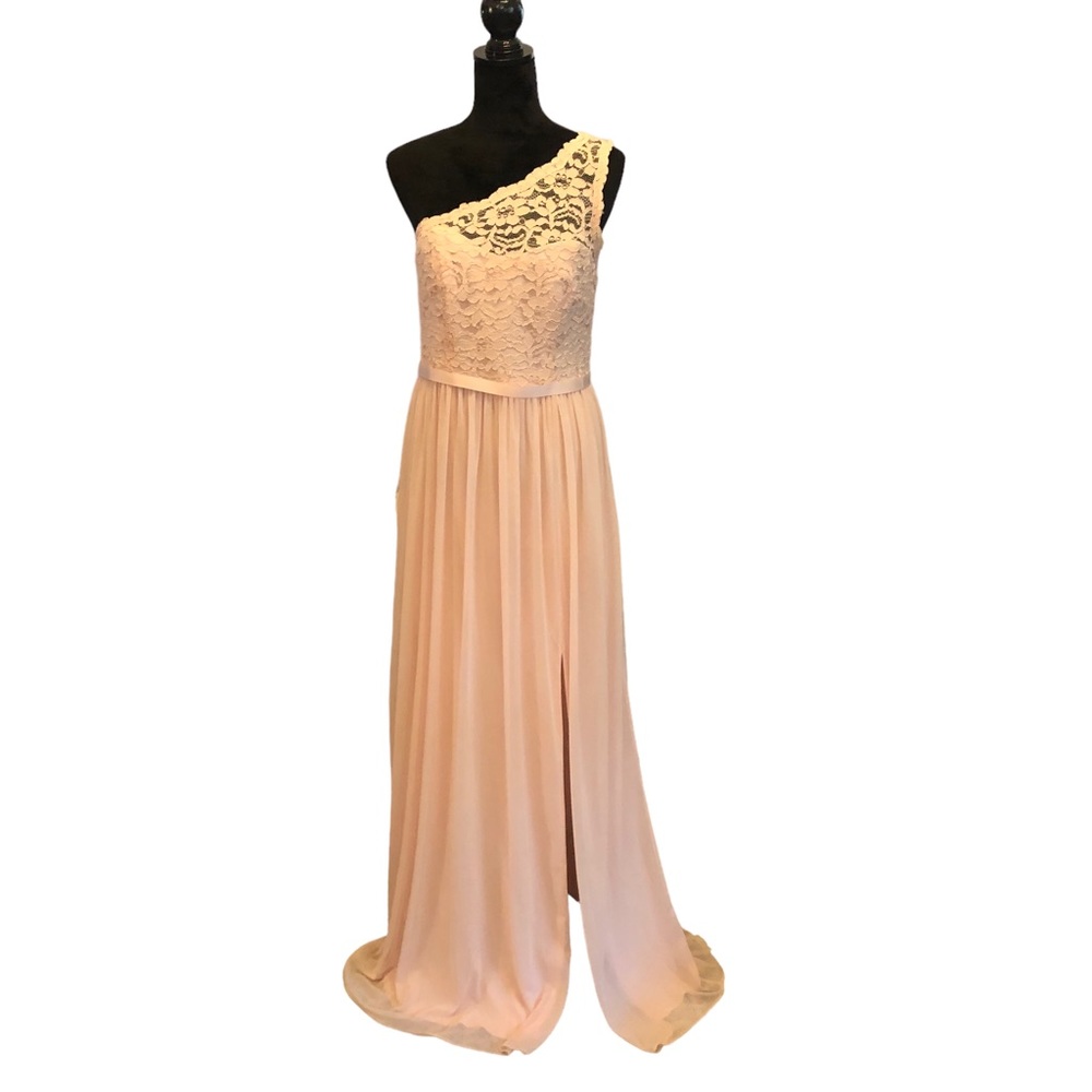 David’s Bridal One Shouldered Pink Gown size 10 - Picture 9 of 14